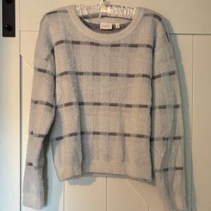 Cyrus Women's Soft Gray and Black Striped Sweater